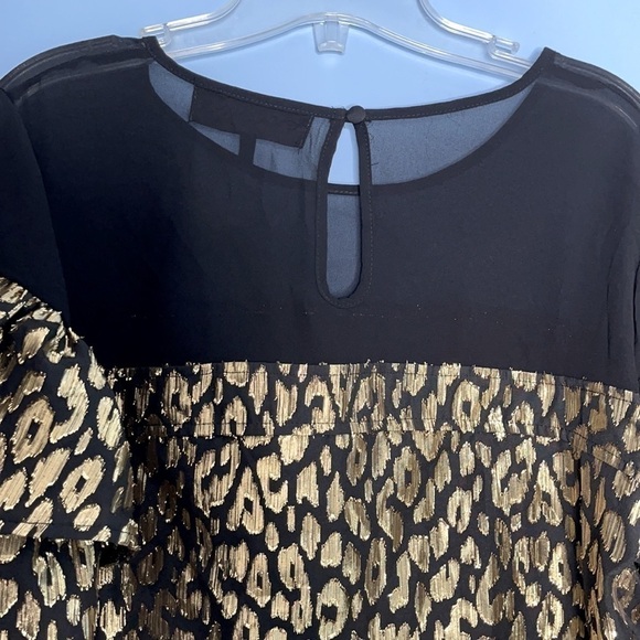𝅺new Kendall & Kylie Black Gold Leopard Metallic Top US S - Picture 4 of 9